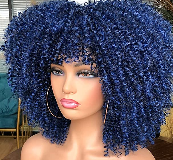 Kinky Curly Hair Afro Synthetic Wig (Indigo)