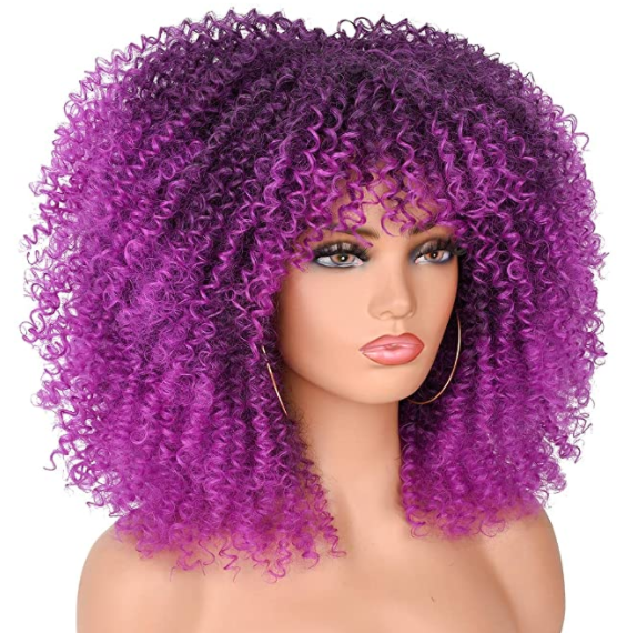 Kinky Curly Hair Afro Synthetic Wig (Violet)