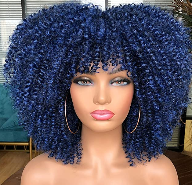 Kinky Curly Hair Afro Synthetic Wig (Indigo)