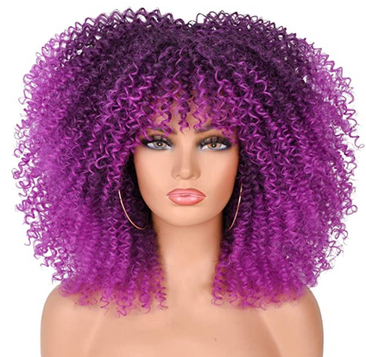 Kinky Curly Hair Afro Synthetic Wig (Violet)