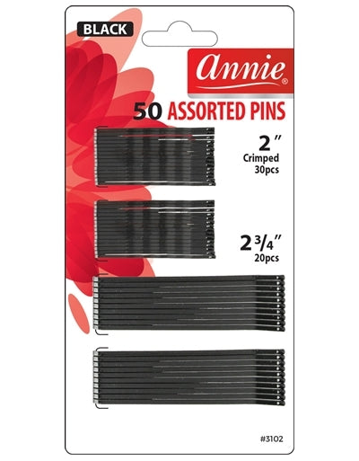 Annie 50 Assorted Pins Black