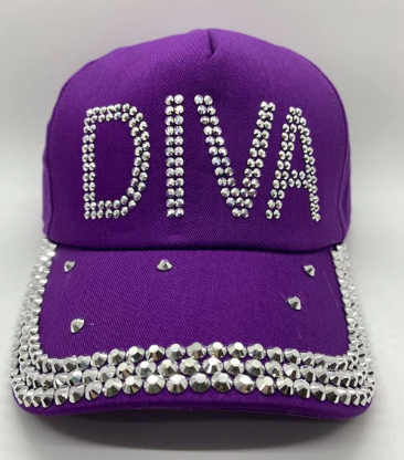 Bling Hat - " Diva" Rhinestone (Purple)