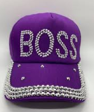 Bling Hat - "Boss" Rhinestone (Purple)