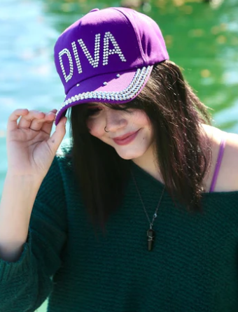 Bling Hat - " Diva" Rhinestone (Purple)