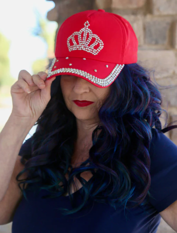 Bling Hat - Crown Tiara Rhinestone (Red)